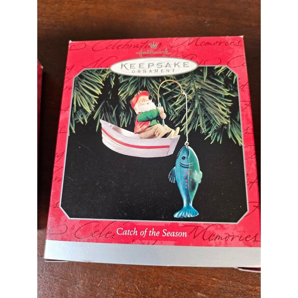 Hallmark Keepsake Ornament Lot 4pc Nautical Lighthouse Fishing 1997-2001